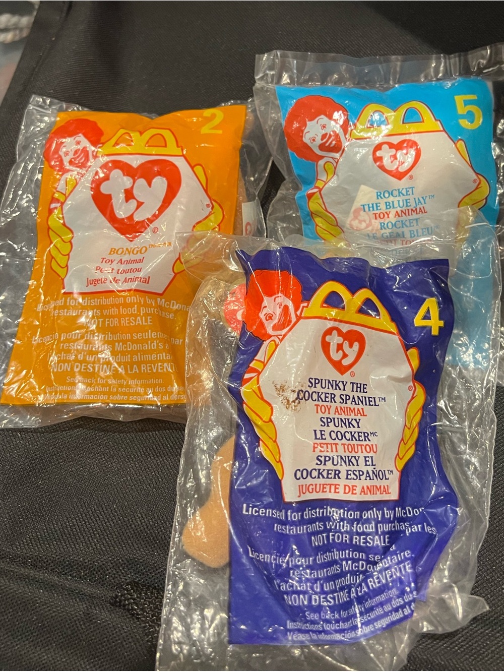 3 Teeny Beanie Babies Bongo Spunky Rocket